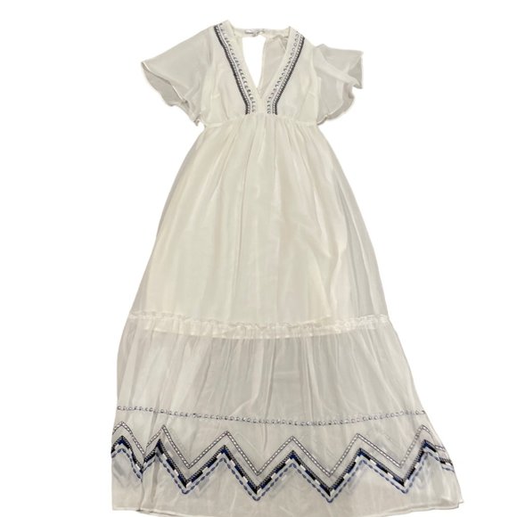 Adelyn Rae Chandra White Embroidered Maxi Dress, Size Small - Picture 13 of 16